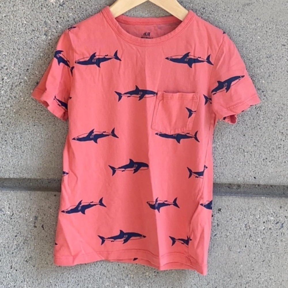 H&M Organic Soft Cotton Pink Shark Shirt S